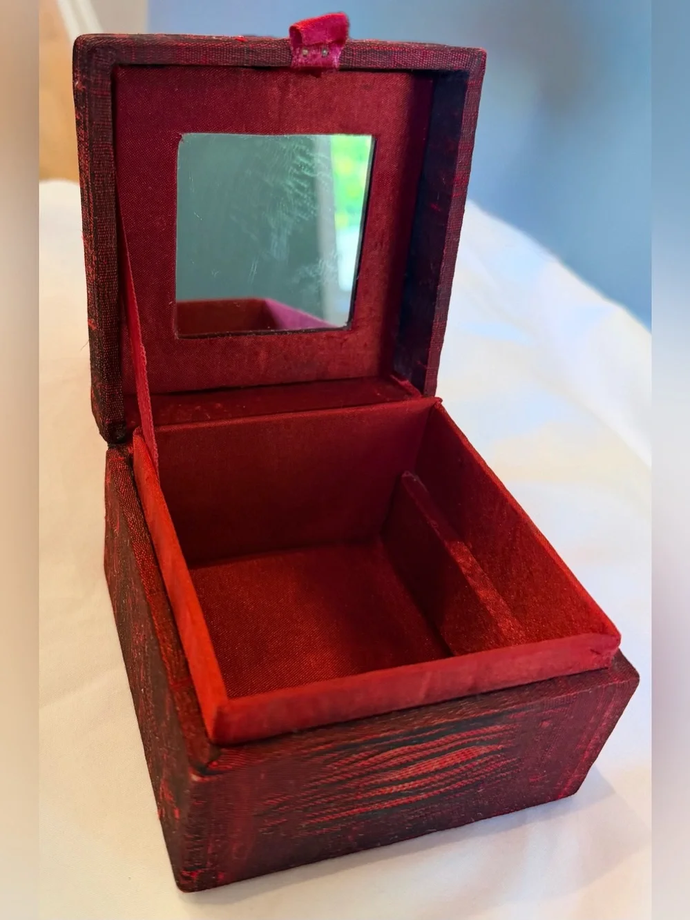 Vintage Red Beaded Jewelry Box Trinket Keepsake Box